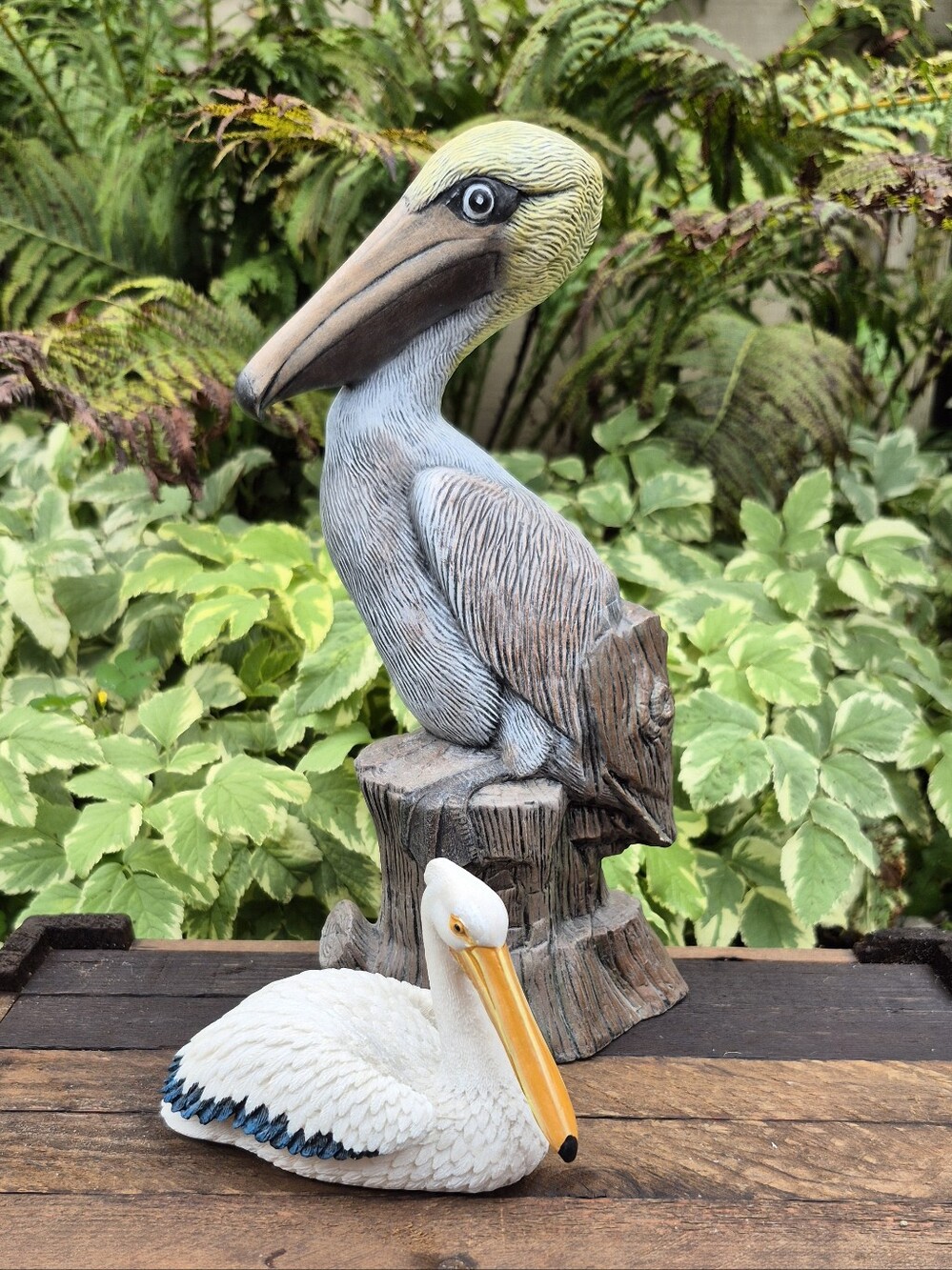 Vintage Pelican Figurine Set Coastal Nautical Decor Pair